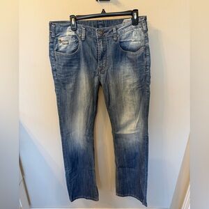 Buffalo David Bitton Faded Blue Straight Jeans